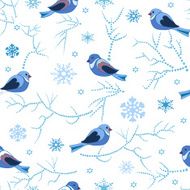Seamless pattern with winter birds