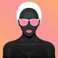 Vector beauty Woman with black paint Skin