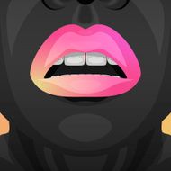 Beauty Woman with pink and yellow glossy Lips