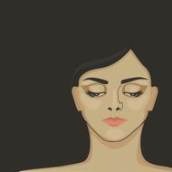 Young sad woman with dark hear
