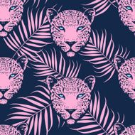 Leopard with palm leaves pattern