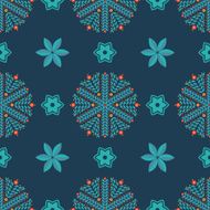 Seamless pattern of snowflakes