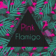 triangle black frame on seamless flamingo vector pattern