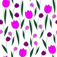 tulips on a white background vector seamless pattern