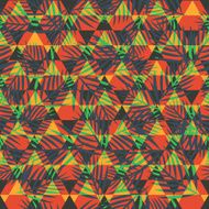 Fashion seamless pattern with tropical palm leaves and geometric ornament