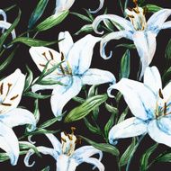 Vector tropical watercolor lilly pattern N4