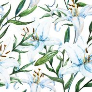 Vector tropical watercolor lilly pattern N7