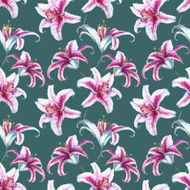 Vector tropical watercolor lilly pattern N9