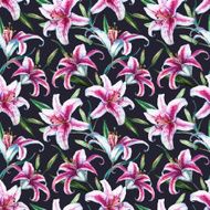 Vector tropical watercolor lilly pattern N10