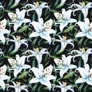 Vector tropical watercolor lilly pattern N14