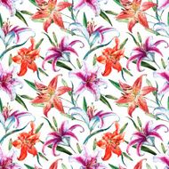 Vector tropical watercolor lilly pattern N15