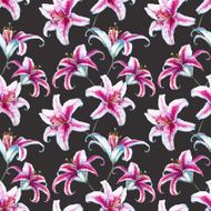 Vector tropical watercolor lilly pattern N16