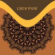 Brown Color Retro Ornate Mandala design for greeting card Brochure
