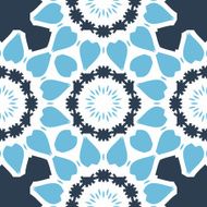 Seamless Print in blue color with stylized triangles looks like