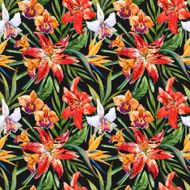Vector tropical watercolor lilly pattern N18