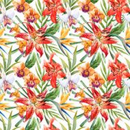 Vector tropical watercolor lilly pattern N20