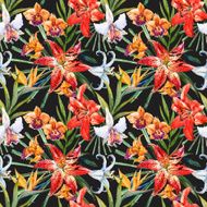 Vector tropical watercolor lilly pattern N22