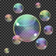 Multicolored soap bubbles Transparency only in vector file