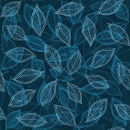 white leaves on a blue background vector seamless abstract hand-