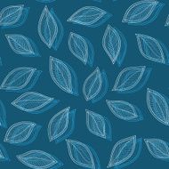 white leaves on a blue background vector seamless abstract hand- N2