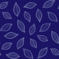 white leaves on a blue background vector seamless abstract hand- N3