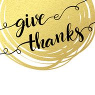 Thank you hand lettering on splash golden textured background