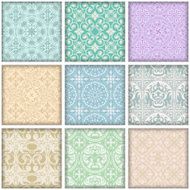 Set of 9 vintage retro geometric seamless patterns