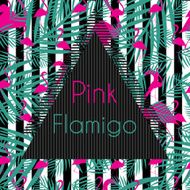 triangle black frame on seamless flamingo vector pattern N2