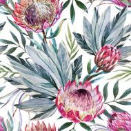 Vector tropical protea pattern N8