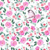 Watercolor floral background Seamless pattern Vector 1