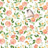 Watercolor floral background Seamless pattern Vector 3