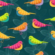 bird seamless pattern on blue background