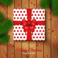 Christmas Gift Box Wrapping with Bow and Polka Dot Paper