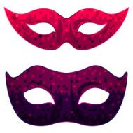 Vector carnival mask set with abstract ombre pixel art background