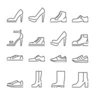 shoes icons line style flat design