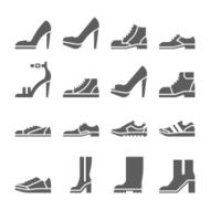 Footwear icon set vector collection of shoes pictograms