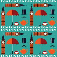retro British blue vector seamless pattern