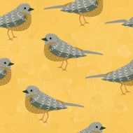 black bird seamless pattern on orange background