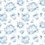 Lotus Sketch Vector Pattern N2