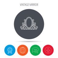 Vintage mirror icon Retro decoration sign