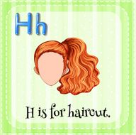 Flashcard letter H haircut N2