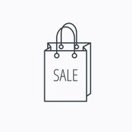 Sale shopping bag icon Discount handbag sign