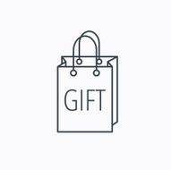 Gift shopping bag icon Present handbag sign