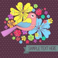 pattern card with birds and flowers