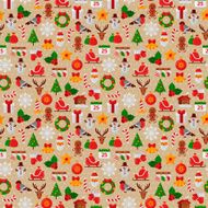 Seamless Pattern with Christmas Flat Icons