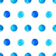 Blue watercolor circles vector seamless pattern
