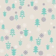 Seamless pattern flat christmas tree snowflake background