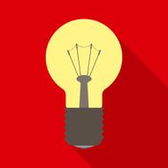 Light Bulb in Flat Style with Long Shadows
