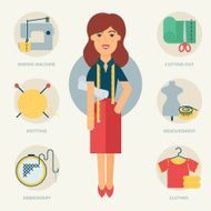 Profession Designer Seamstress Vector illustration flat styl