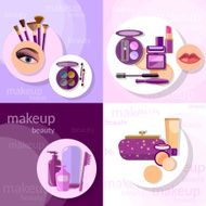 Cosmetics set makeup beautiful female eye icon